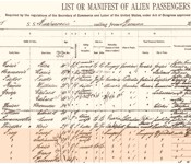 Ellis Island log of the entry of Josef Frey family